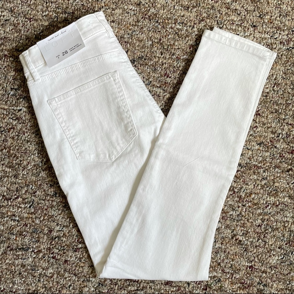 Loft White High Waist Skinny Ankle Jeans
